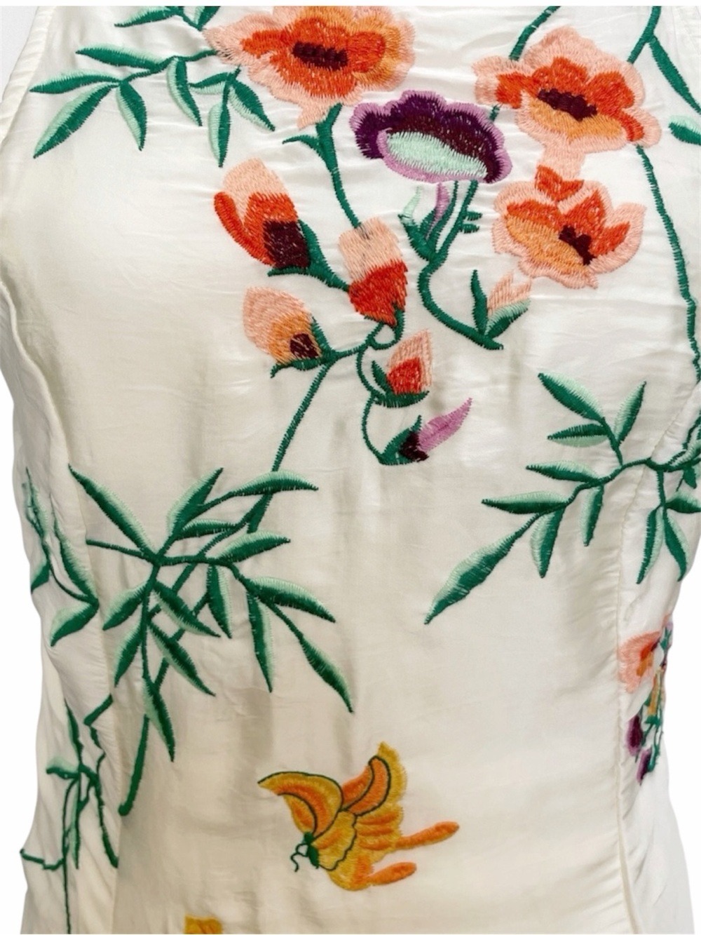 Urban Outfitters Phoenix Embroidered Midi Dress Ivory Butterfly Floral Size S - Picture 5 of 13